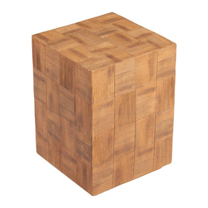 22" Natural Faux Wood Steel Block End Table HomeRoots