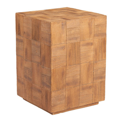 22" Natural Faux Wood Steel Block End Table HomeRoots