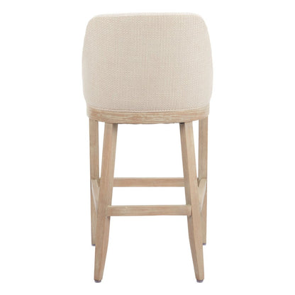 31" Beige And Natural Fabric And Solid Wood Bar Height Bar Chair HomeRoots