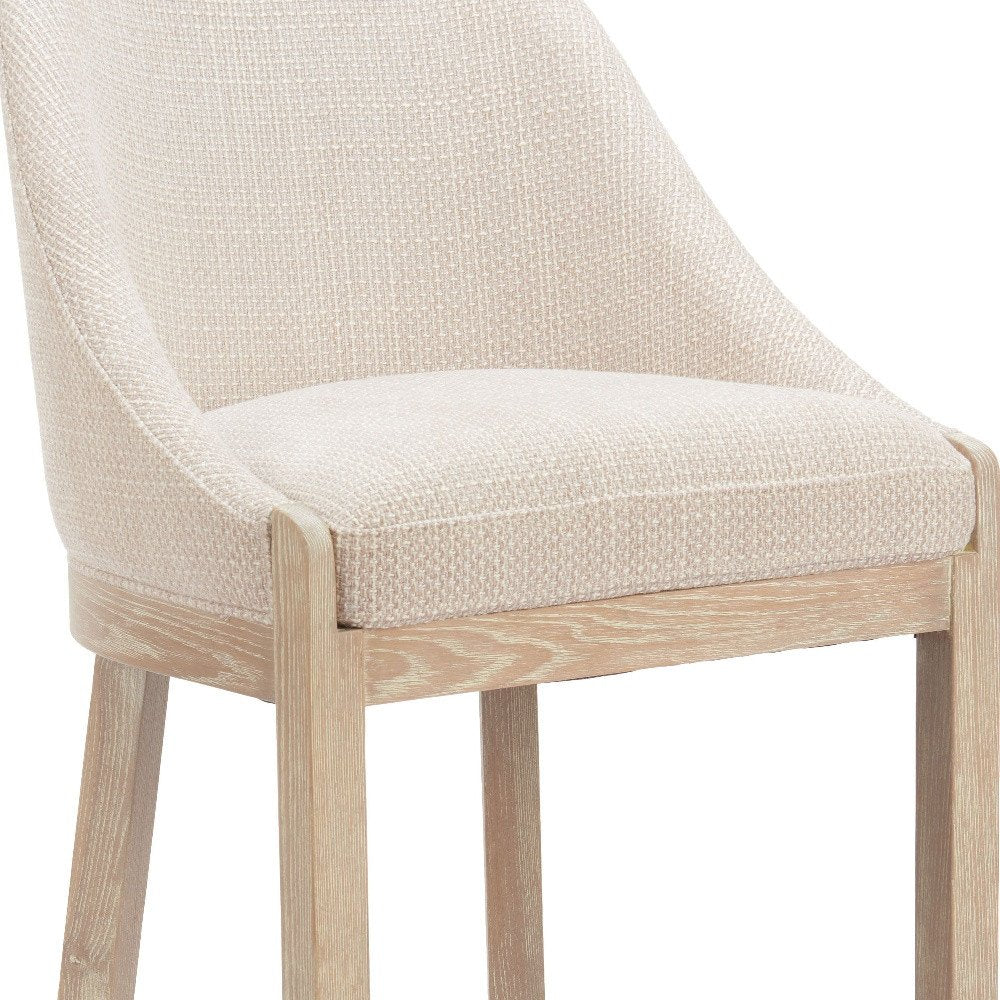 31" Beige And Natural Fabric And Solid Wood Bar Height Bar Chair HomeRoots