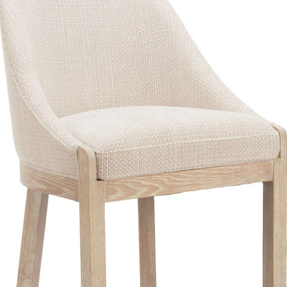 31" Beige And Natural Fabric And Solid Wood Bar Height Bar Chair HomeRoots