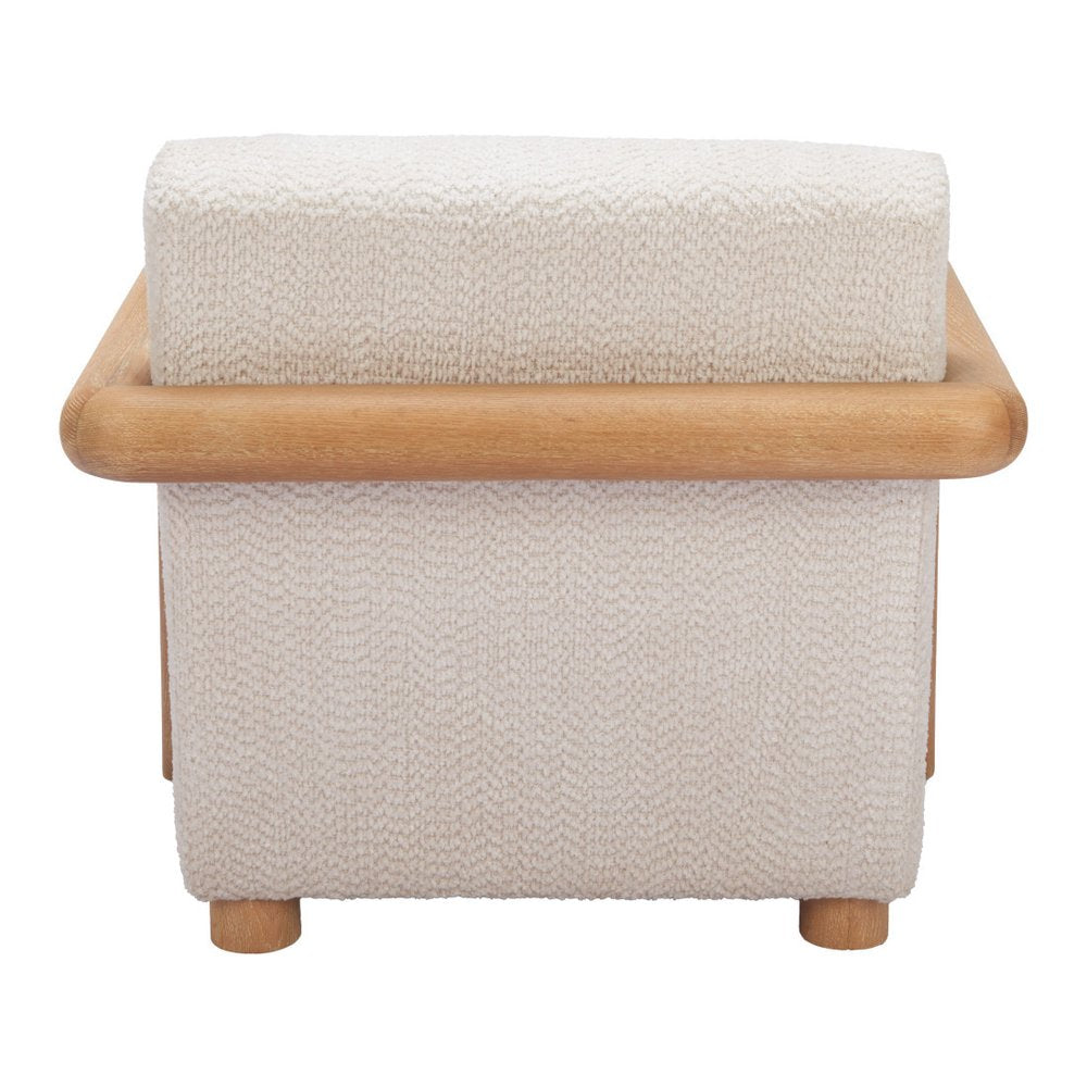 36" White And Natural Upholstered Arm Chair HomeRoots