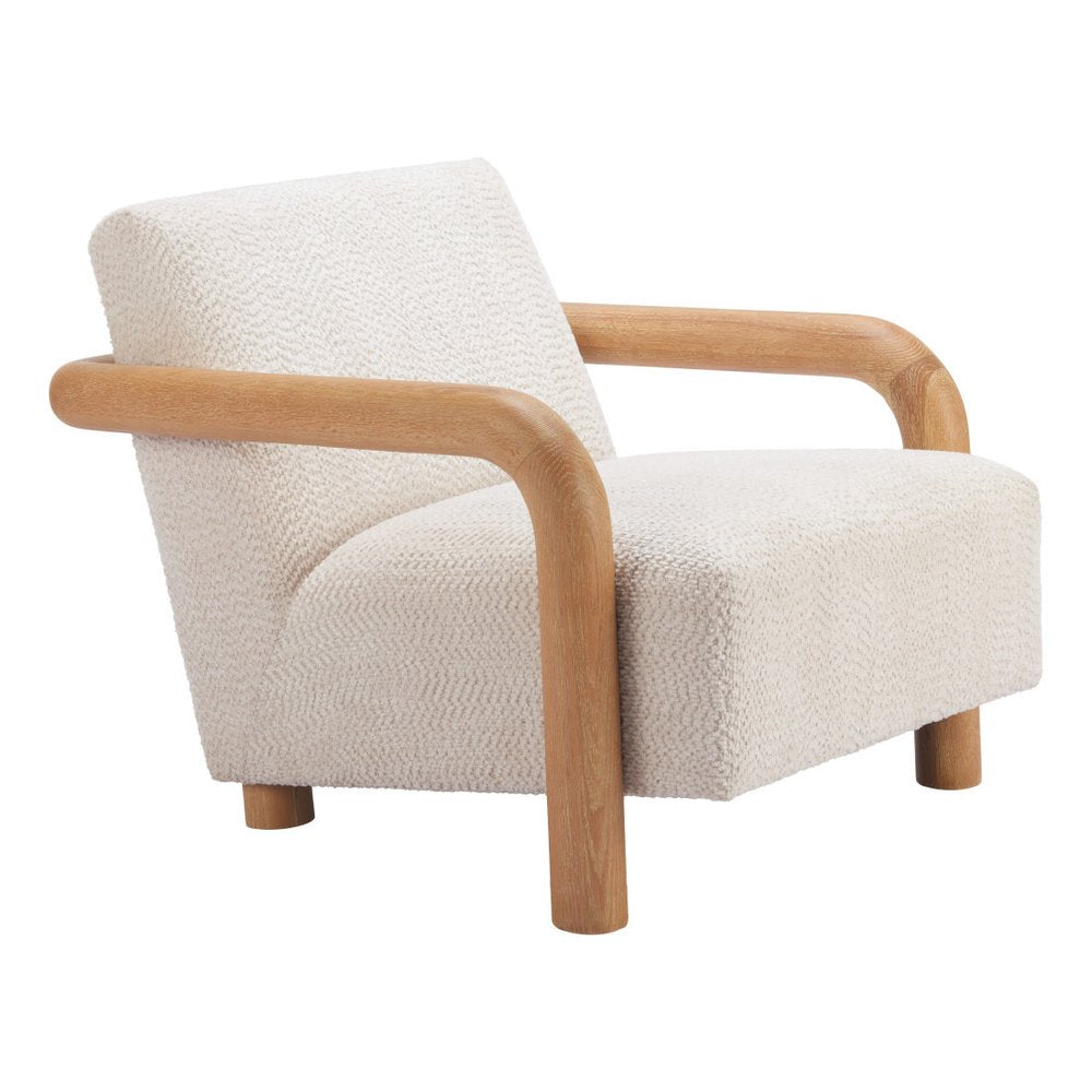 36" White And Natural Upholstered Arm Chair HomeRoots