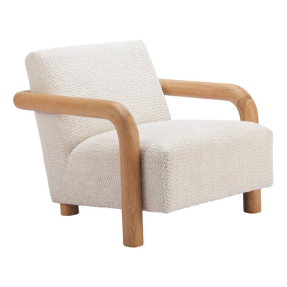 36" White And Natural Upholstered Arm Chair HomeRoots
