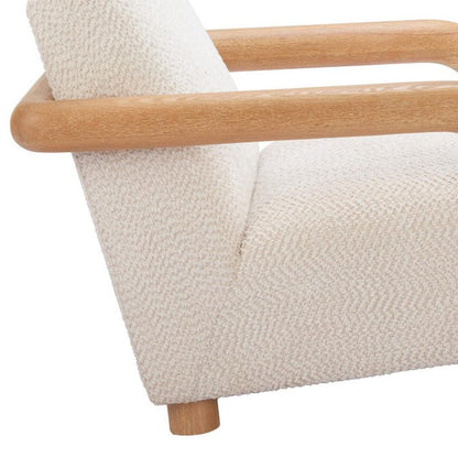 36" White And Natural Upholstered Arm Chair HomeRoots