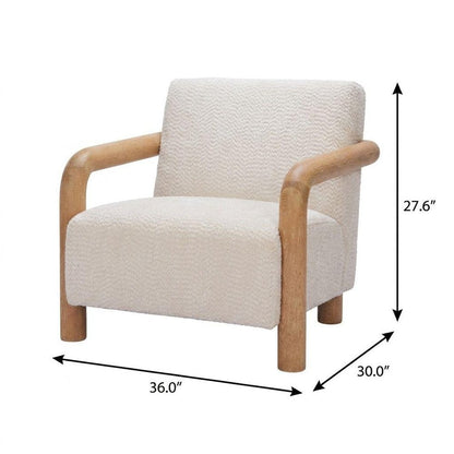 36" White And Natural Upholstered Arm Chair HomeRoots