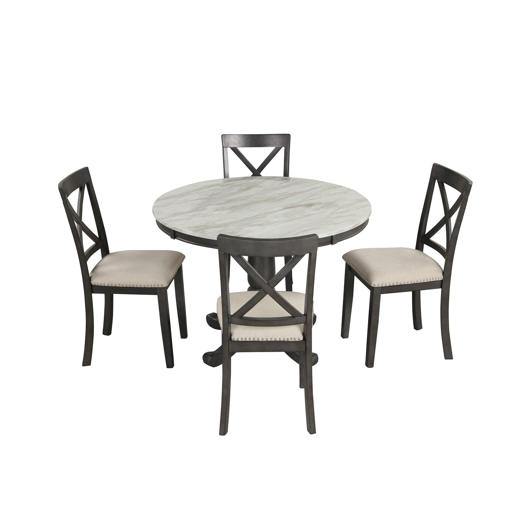 Orisfur 5 Pieces Dining Table and Chairs Set for 4 Persons Kitchen Room Solid Wood Table with 4 Chairs - FurniFindUSA