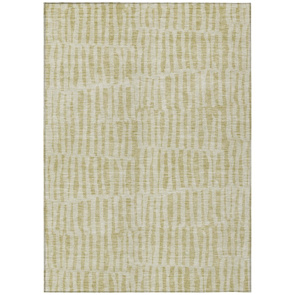 10' X 14' Beige And Tan Striped Washable Indoor Outdoor Area Rug — view 1
