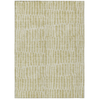 10' X 14' Beige And Tan Striped Washable Indoor Outdoor Area Rug HomeRoots