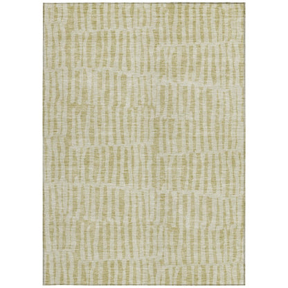 10' X 14' Beige And Tan Striped Washable Indoor Outdoor Area Rug HomeRoots