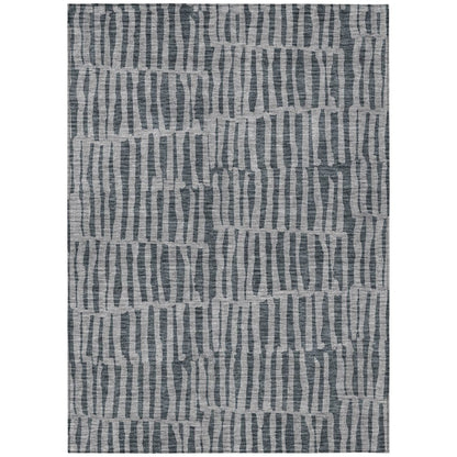 3' X 5' Charcoal And Gray Striped Washable Indoor Outdoor Area Rug HomeRoots