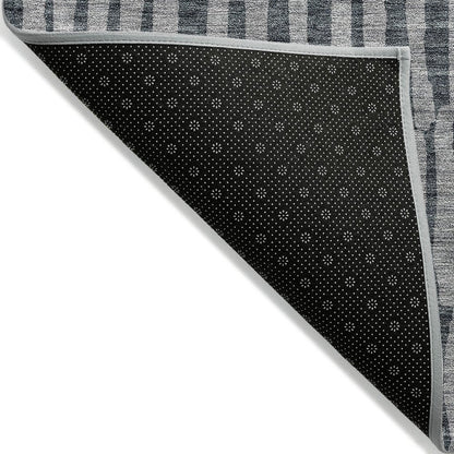 3' X 5' Charcoal And Gray Striped Washable Indoor Outdoor Area Rug HomeRoots