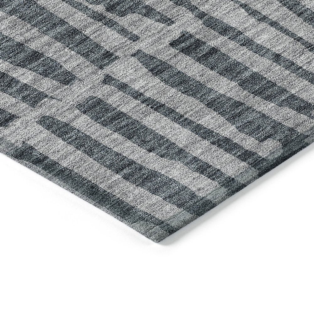 3' X 5' Charcoal And Gray Striped Washable Indoor Outdoor Area Rug — view 14