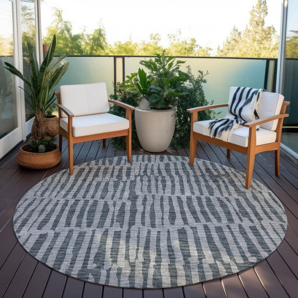 3' X 5' Charcoal And Gray Striped Washable Indoor Outdoor Area Rug — view 25