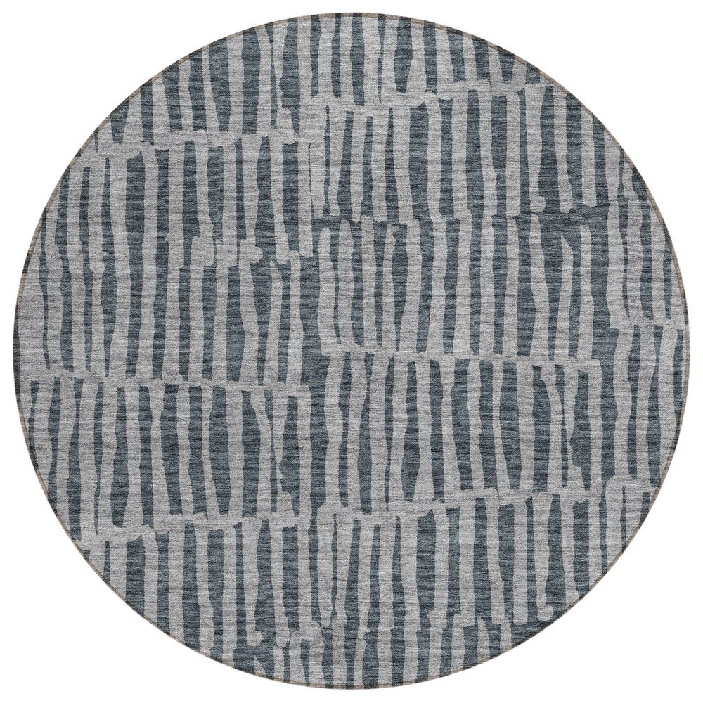 3' X 5' Charcoal And Gray Striped Washable Indoor Outdoor Area Rug — view 23