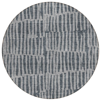 3' X 5' Charcoal And Gray Striped Washable Indoor Outdoor Area Rug HomeRoots