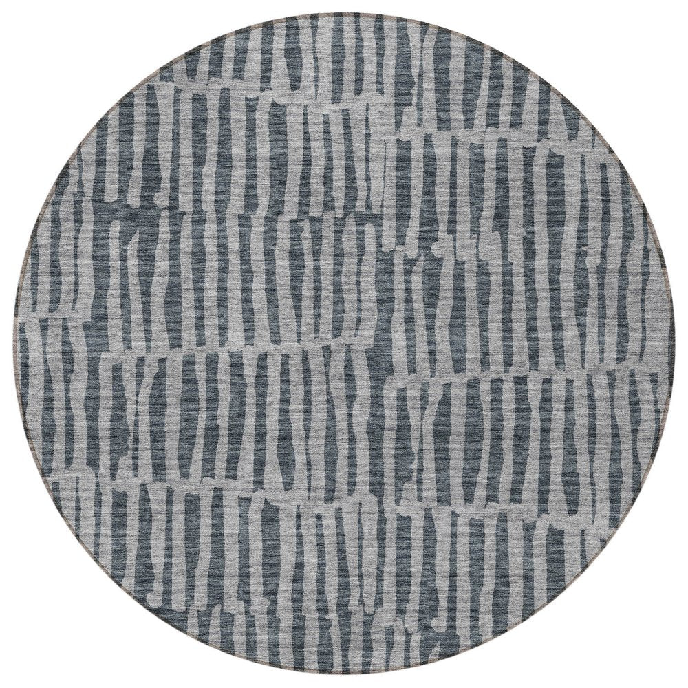 3' X 5' Charcoal And Gray Striped Washable Indoor Outdoor Area Rug — view 24