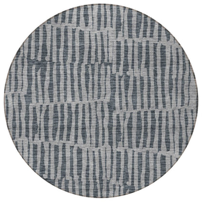 3' X 5' Charcoal And Gray Striped Washable Indoor Outdoor Area Rug HomeRoots