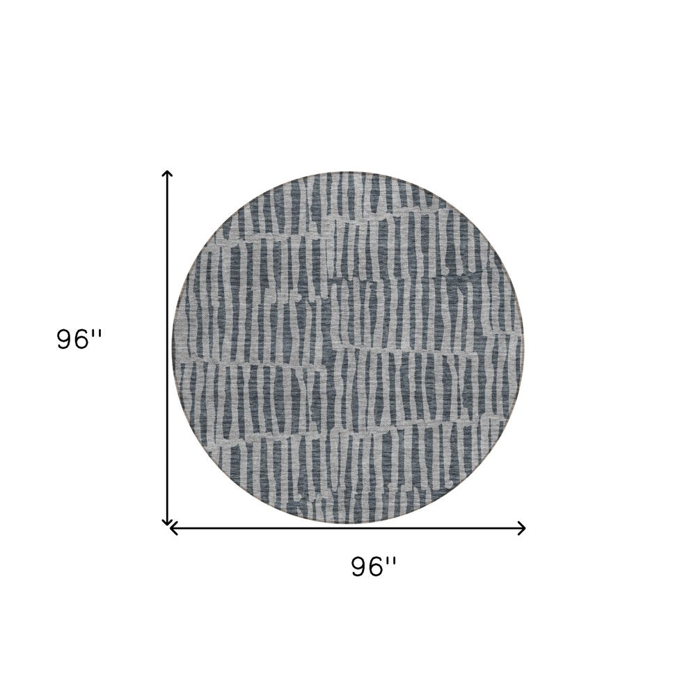 3' X 5' Charcoal And Gray Striped Washable Indoor Outdoor Area Rug — view 27