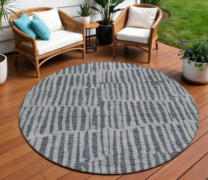 3' X 5' Charcoal And Gray Striped Washable Indoor Outdoor Area Rug HomeRoots