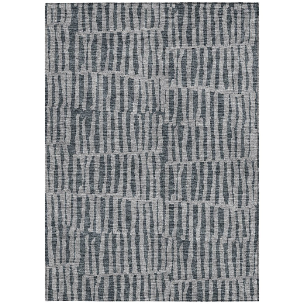 3' X 5' Charcoal And Gray Striped Washable Indoor Outdoor Area Rug — view 34