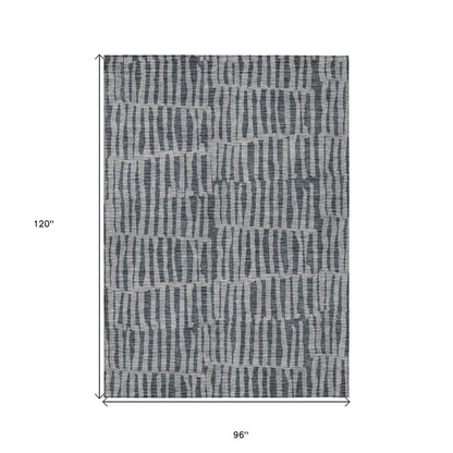 3' X 5' Charcoal And Gray Striped Washable Indoor Outdoor Area Rug HomeRoots