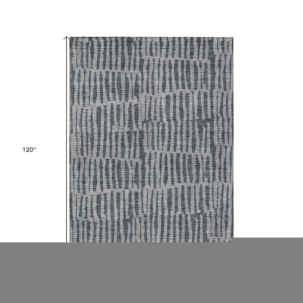 3' X 5' Charcoal And Gray Striped Washable Indoor Outdoor Area Rug HomeRoots