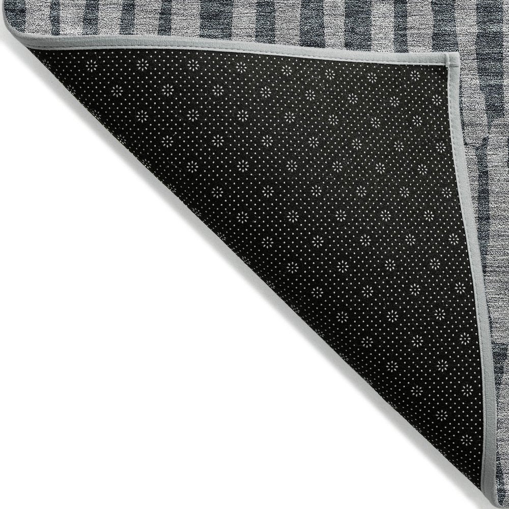 3' X 5' Charcoal And Gray Striped Washable Indoor Outdoor Area Rug — view 42