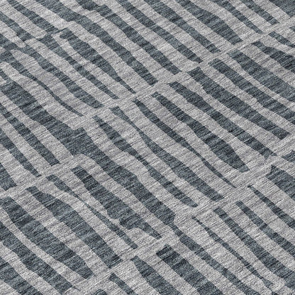 3' X 5' Charcoal And Gray Striped Washable Indoor Outdoor Area Rug HomeRoots