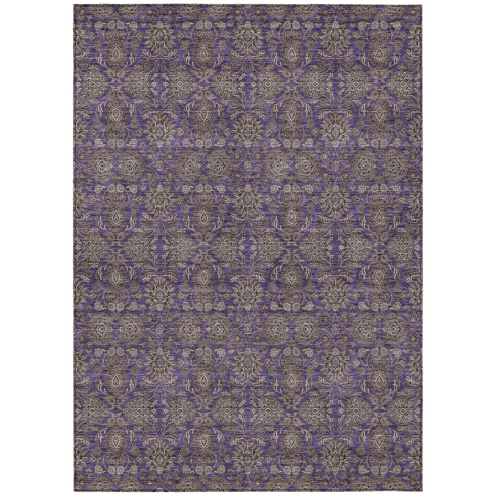 8' X 10' Purple Beige And Taupe Floral Washable Indoor Outdoor Area Rug — view 1