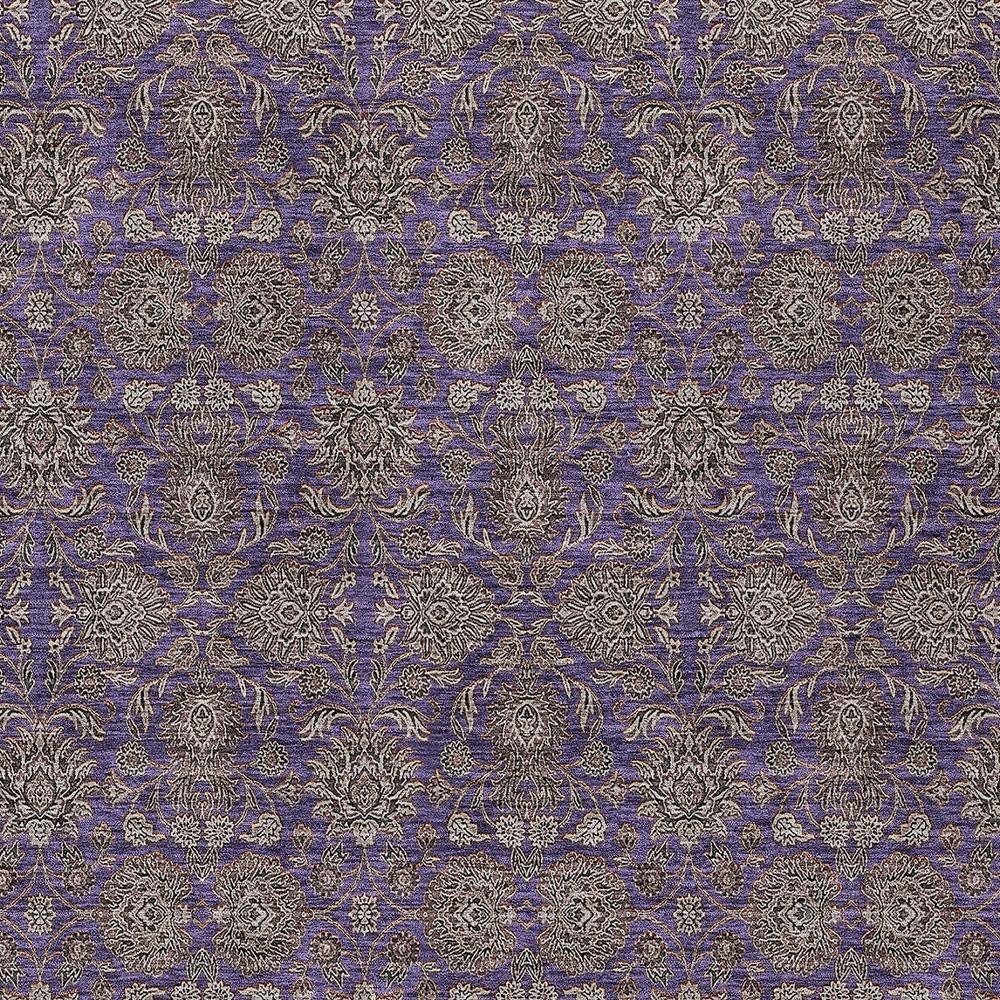 8' X 10' Purple Beige And Taupe Floral Washable Indoor Outdoor Area Rug