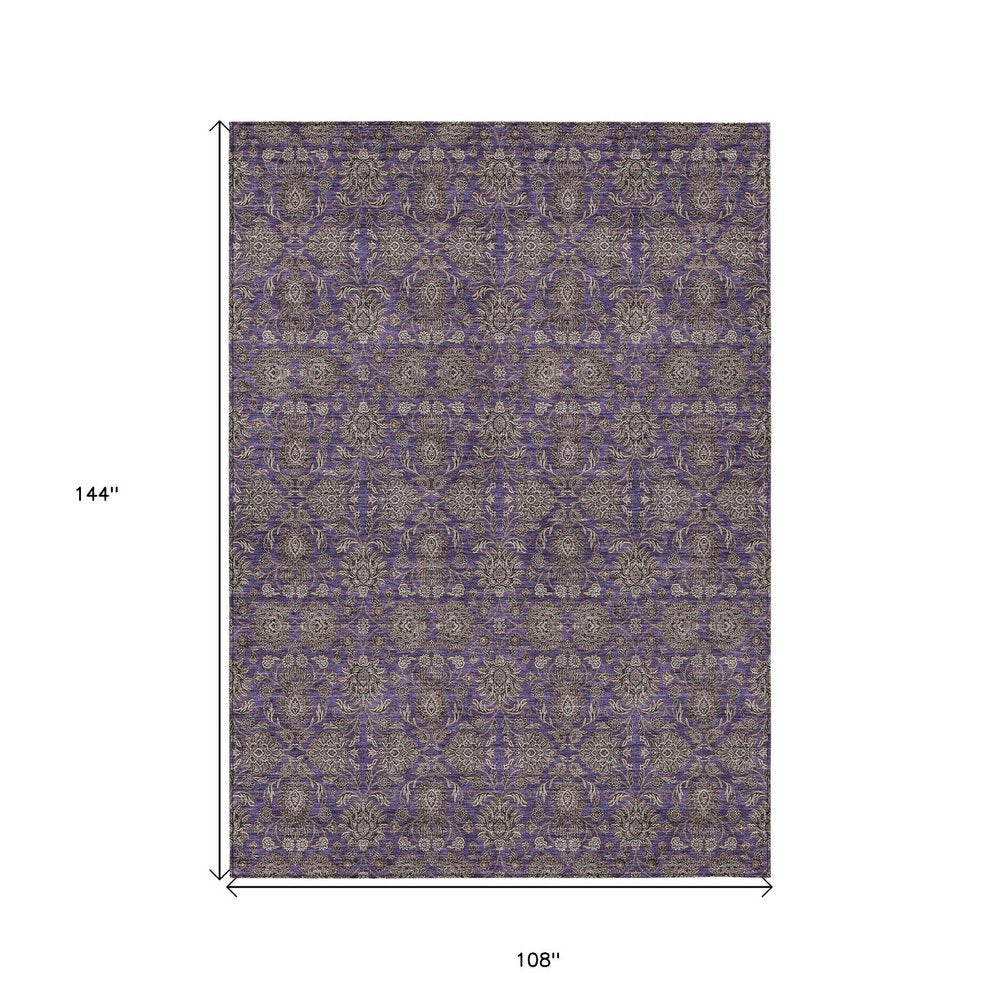 8' X 10' Purple Beige And Taupe Floral Washable Indoor Outdoor Area Rug — view 12