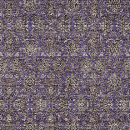 8' X 10' Purple Beige And Taupe Floral Washable Indoor Outdoor Area Rug