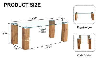 Glass-Top Coffee Table tea table with MDF Legs - Stylish Blend of Elegance and Durability 44.9"*21.7"*16.9" - FurniFindUSA