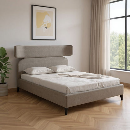 Brown Solid Wood And Upholstery Queen Bed Frame HomeRoots
