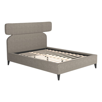 Brown Solid Wood And Upholstery Queen Bed Frame HomeRoots