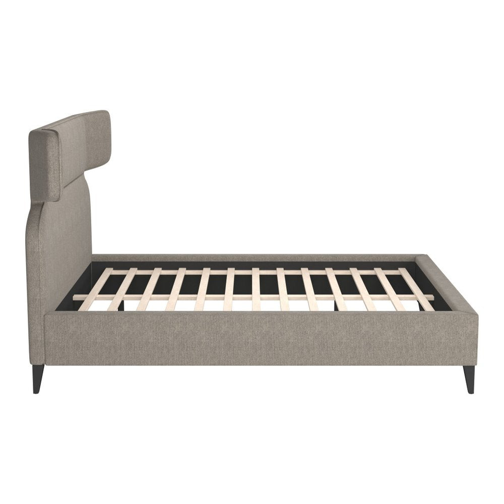 Brown Solid Wood And Upholstery Queen Bed Frame HomeRoots