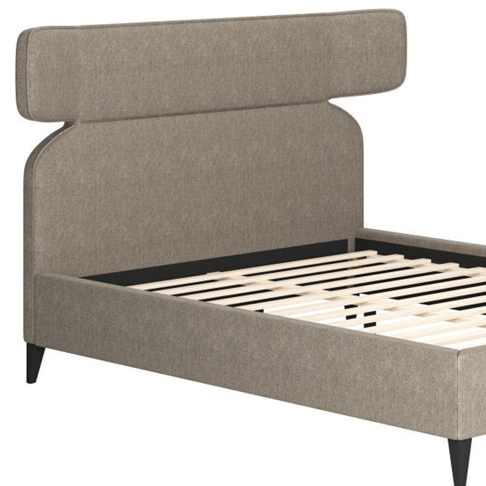Brown Solid Wood And Upholstery Queen Bed Frame HomeRoots