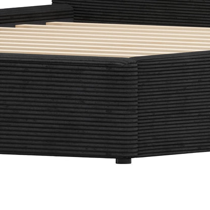 Black Ribbed Texture Velvet Upholstered King Bed Frame HomeRoots