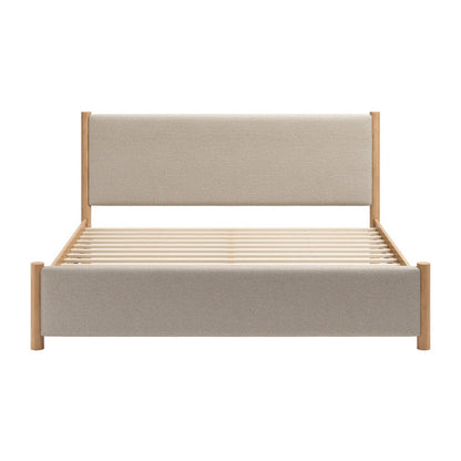 Natural and Beige Wood And Upholstery King Bed Frame HomeRoots