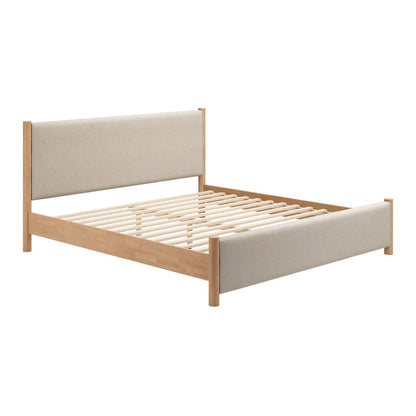 Natural and Beige Wood And Upholstery King Bed Frame HomeRoots