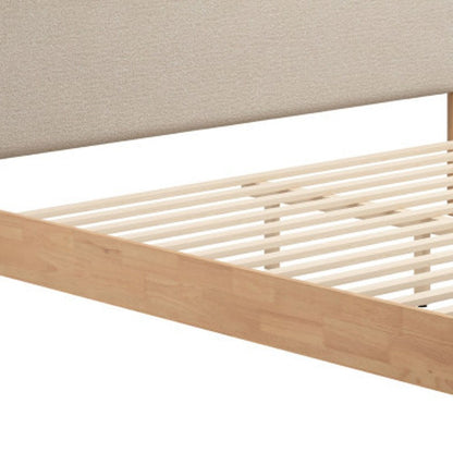 Natural and Beige Wood And Upholstery King Bed Frame HomeRoots