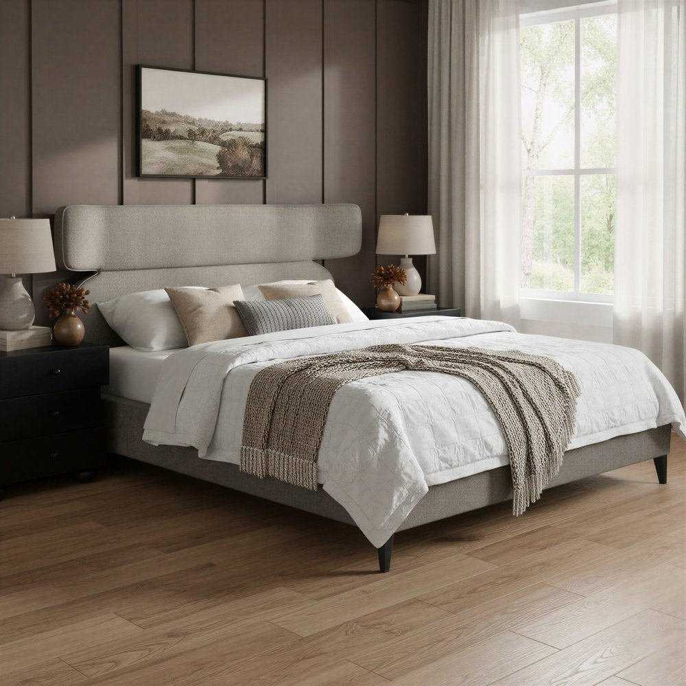 Brown Solid Wood And Upholstery King Bed Frame HomeRoots