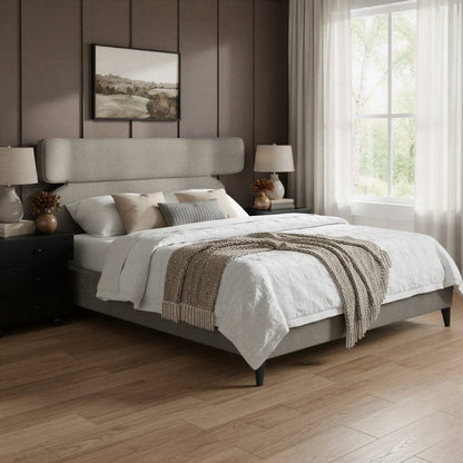 Brown Solid Wood And Upholstery King Bed Frame HomeRoots