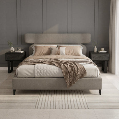 Brown Solid Wood And Upholstery King Bed Frame HomeRoots