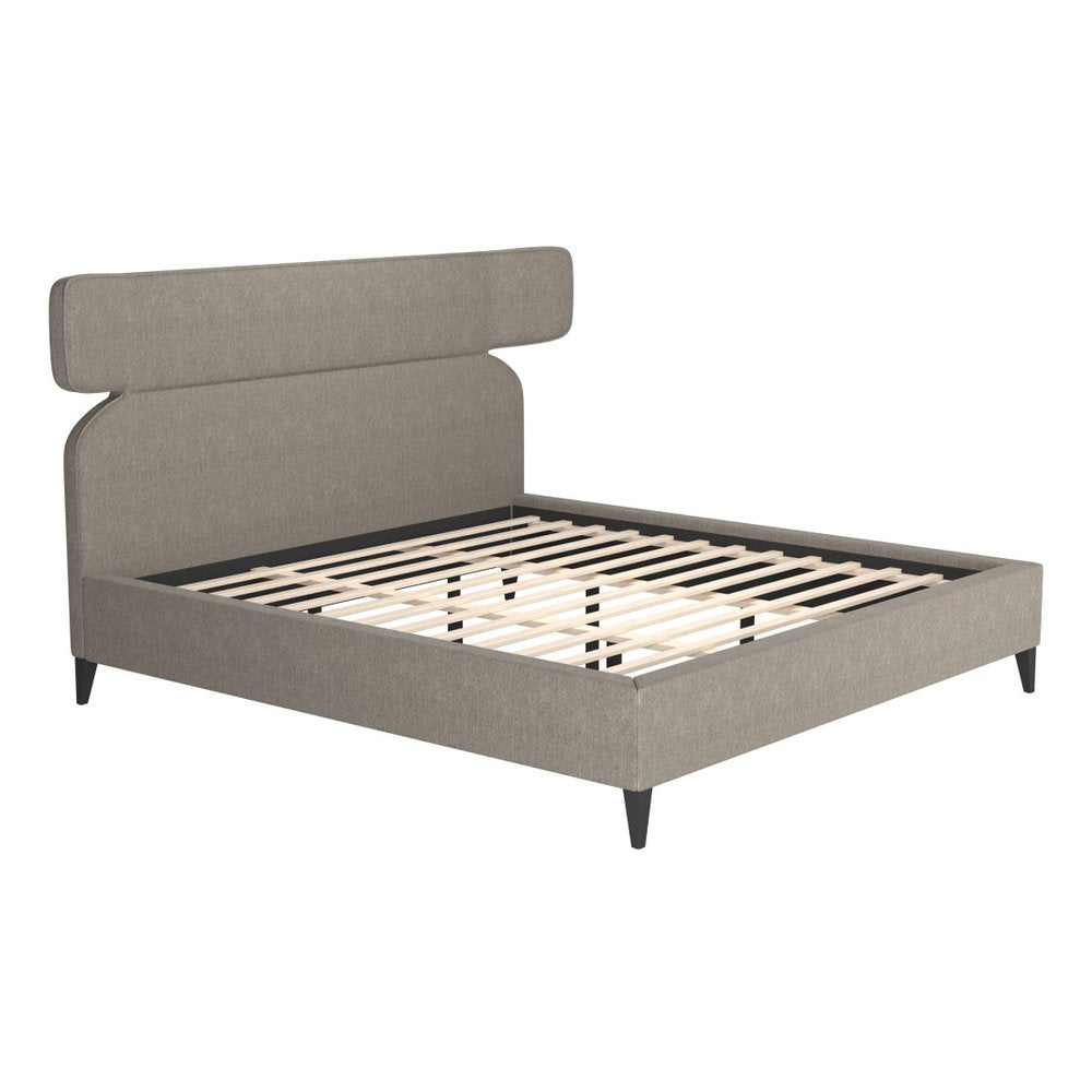 Brown Solid Wood And Upholstery King Bed Frame HomeRoots