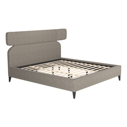 Brown Solid Wood And Upholstery King Bed Frame HomeRoots