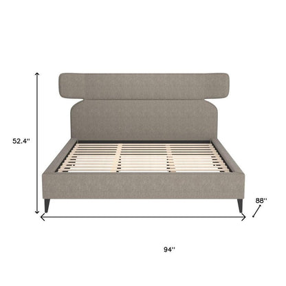Brown Solid Wood And Upholstery King Bed Frame HomeRoots