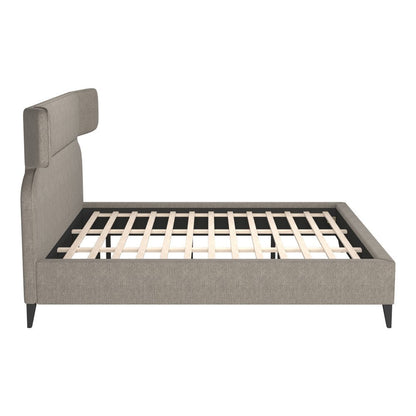Brown Solid Wood And Upholstery King Bed Frame HomeRoots