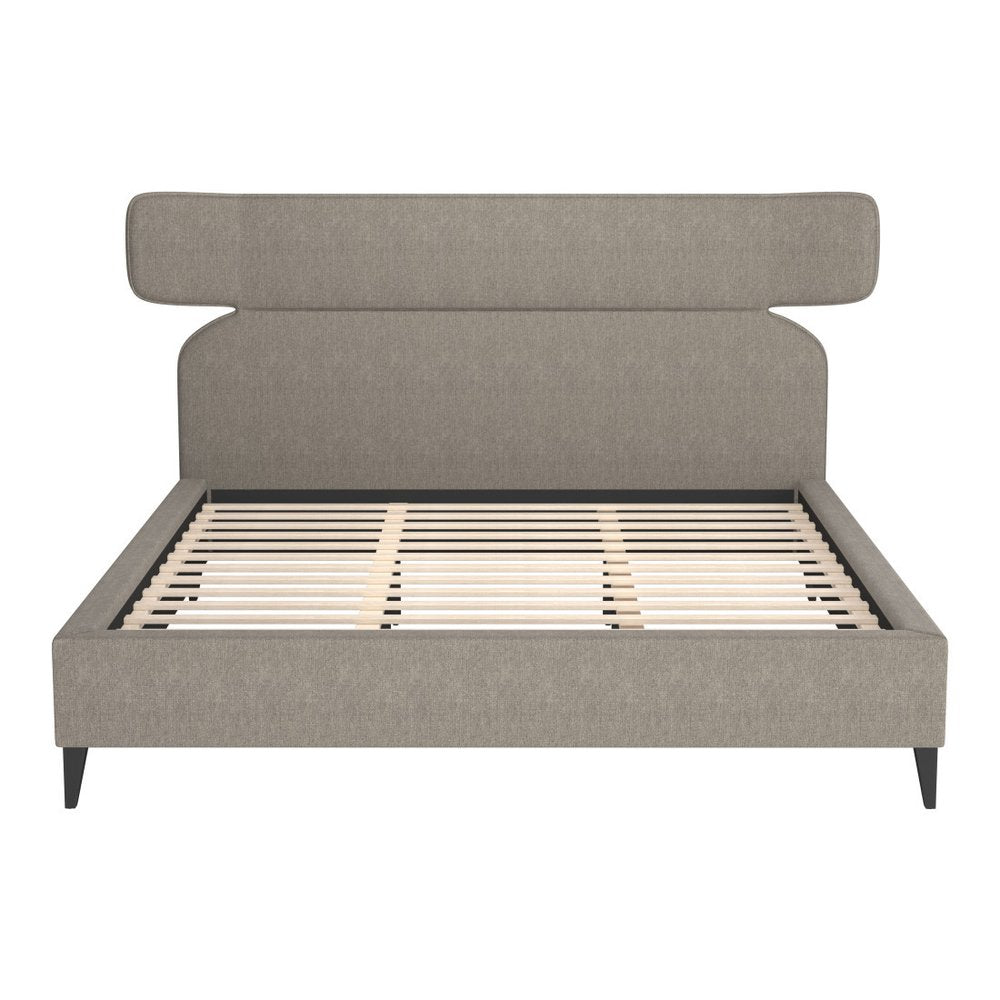 Brown Solid Wood And Upholstery King Bed Frame HomeRoots